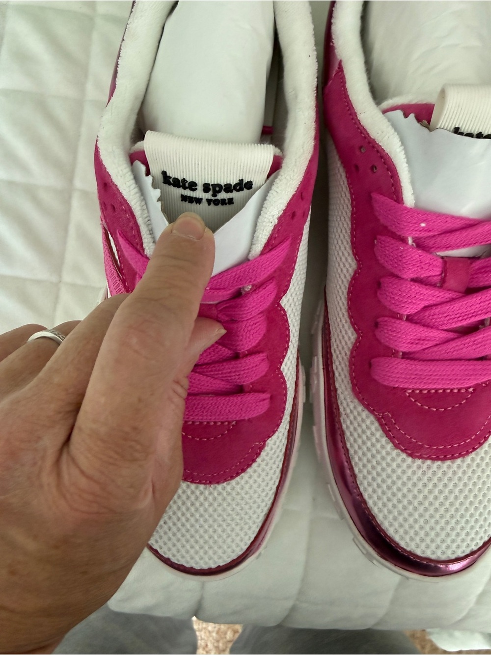 NWT Kate Spade ‘K As In Kate’ Pink Metallic Sneakers 9.5, original packaging